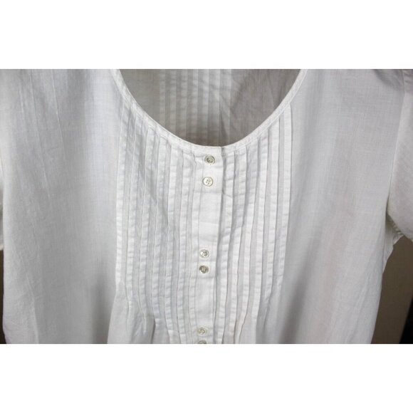 Eileen Fisher System Blouse Womens Large White Classic Ruffle Top Buttons - Picture 3 of 5